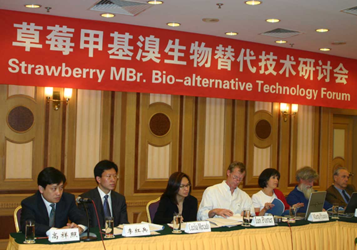 聯(lián)合國環(huán)境署、聯(lián)合國工發(fā)組織等機(jī)構(gòu)出席了我公司舉行的草莓甲基溴生物替代技術(shù)研討會(huì)